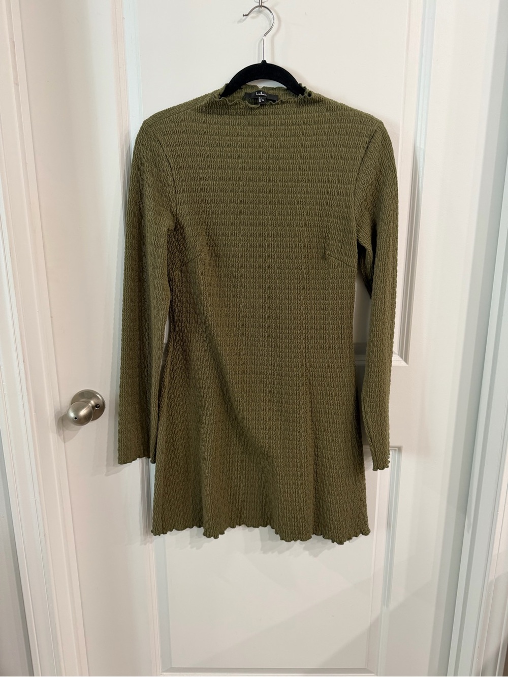 Lulu's Olive Green Textured Long-Sleeve Dress